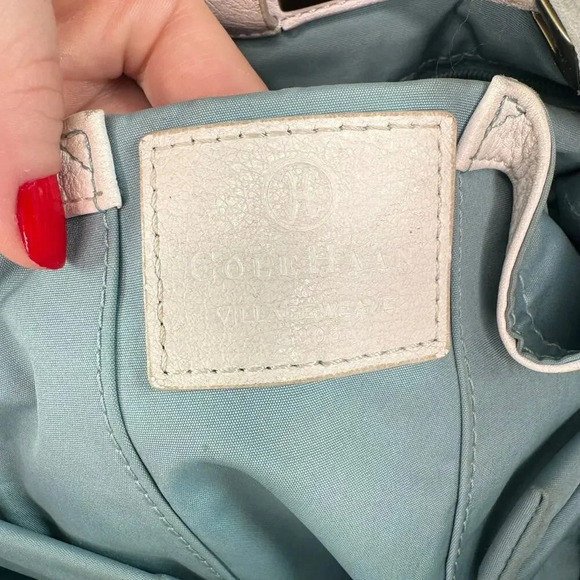 Cole Haan "Village Weave" SU06 Ivory Leather Woven Shoulder Bag Tote Boho Chic - Picture 8 of 9